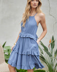 SOLID RUFFLE SLEEVELESS MINI DRESS, Davi & Dani