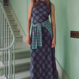 Olivaceous - Carole Plaid Mesh Maxi Dress