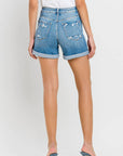 VERVET by FLYING MONKEY - HIGH RISE DOUBLE CUFF SHORTS