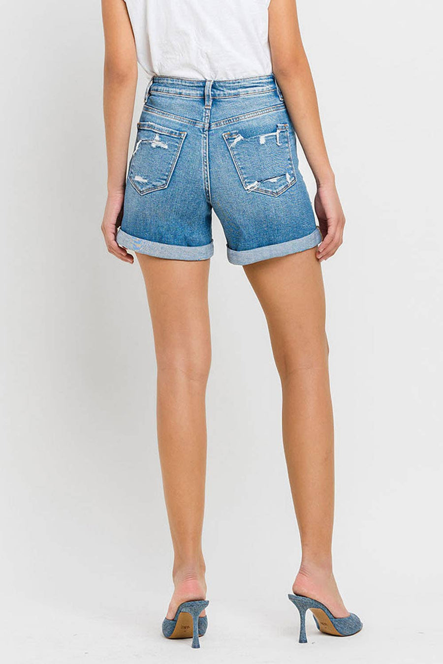 VERVET by FLYING MONKEY - HIGH RISE DOUBLE CUFF SHORTS