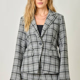 Mystree - Single Breasted Plaid Blazer