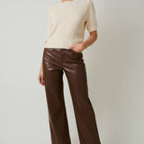 Sunday Edition by LE LIS - ROUND NECK PUFF SHORT SLEEVE CABLE SWEATER