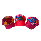 Lumily - Tulum Hand Embroidered Trucker Flower Hat - Mexico