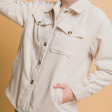 Love Tree Corduroy Button Up Jacket with Sherpa lining