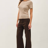 Be Cool - CLASSIC STRIPED CREWNECK SHORT SLEEVE SWEATER