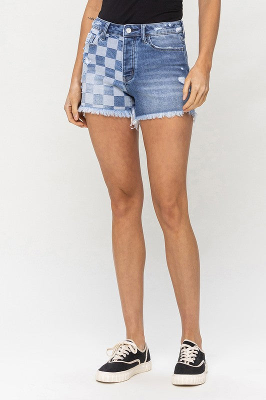 HIGH RISE 2TONE STRETCH SHORTS, Vervet