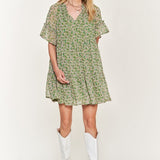 Floral print v-neck mini dress, Jade by Jane (Plus Size only)