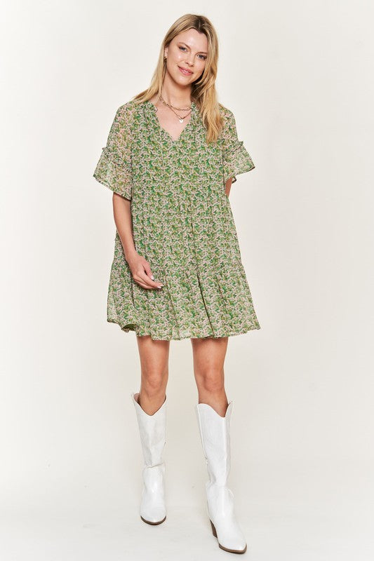 Floral print v-neck mini dress, Jade by Jane (Plus Size only)