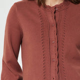 Current Air - Pointelle Button Up Long Sleeve Sweater Cardigan