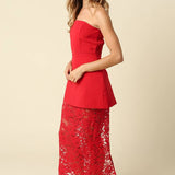 Olivaceous - Jaya Strapless Lace Combo Midi Dress