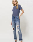 STRETCH BOYFRIEND JEANS W PAINT SPATTER DETAIL, Flying Monkey