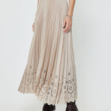 Current Air - Pleated Laser Cut Maxi Skirt
