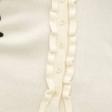 Be Cool - RUFFLED V-NECK DETAIL RIBBED CARDIGAN