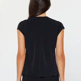 Current Air - Draped Cowl Neck Cap Sleeve Top