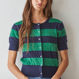 By Together Cable Knit Button Down Short Sleeve Cardigan Top