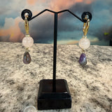Rose Quartz and amethyst Earrings, Zhanna Jewelry