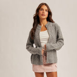 Pattern Zip Front Sweater, Hem and Thread