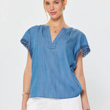 Current Air - Chambray Short Sleeve Blouse