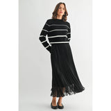 FUN2FUN - TEXTURE CHIFFON PLEATED MAXI SKIRT
