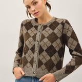 Be Cool - Wool Blend Argyle Cardigan