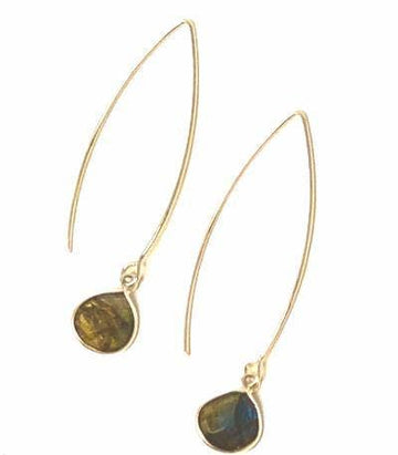 Swara Jewelry LLC - Open Hoop Earrings with Natural Gemstones