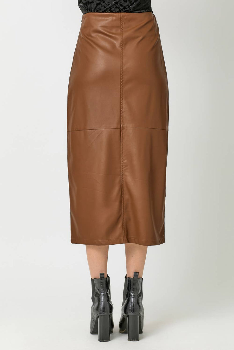 Mystree  Leather Midi Skirt