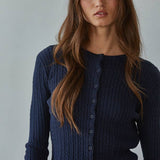 By Together Knit Cable Sweater Cotton Button Down Cardigan Top