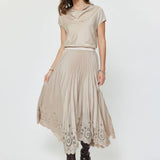 Current Air - Pleated Laser Cut Maxi Skirt