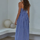 By Together - Striped Tube Strapless Flare Maxi Dress
