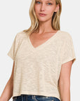 V-Neck Short Sleeve T-Shirt, Zenana