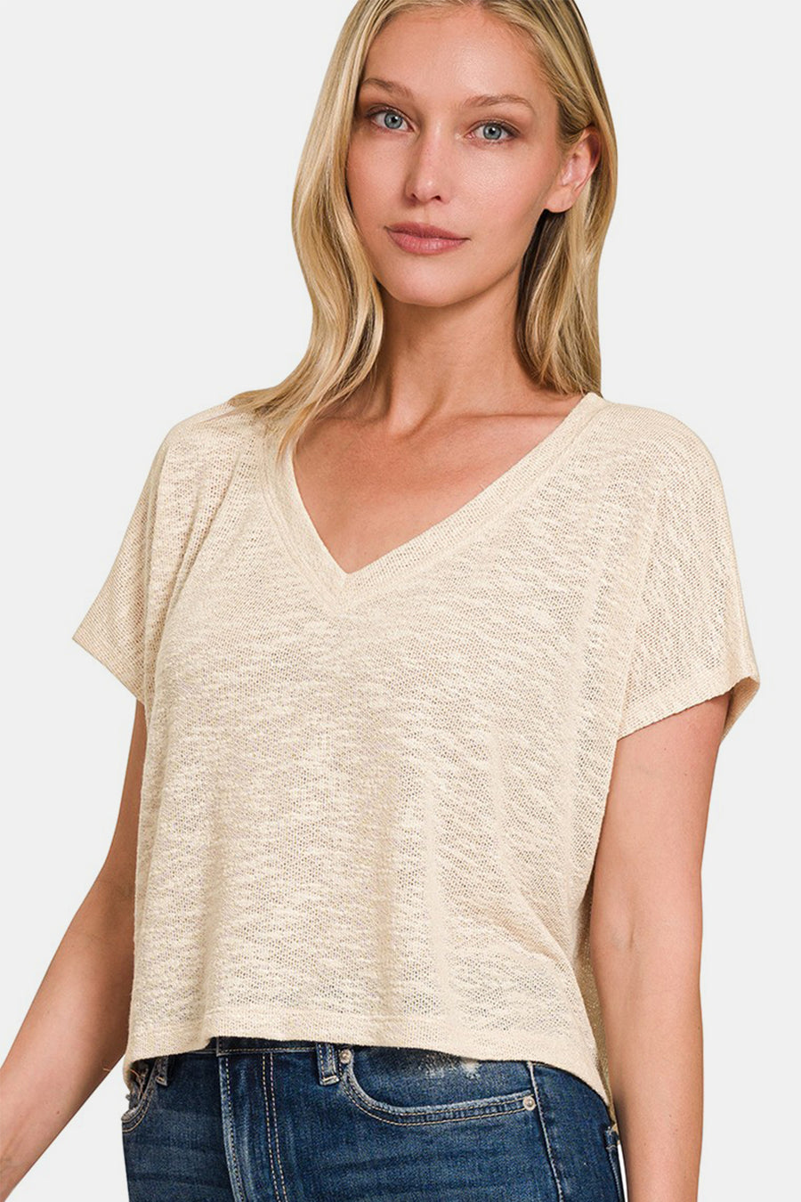 V-Neck Short Sleeve T-Shirt, Zenana