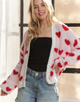 ADORA Fuzzy Heart Button Down Cardigan