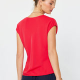 Current Air - Draped Cowl Neck Cap Sleeve Top