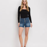 Lovervet by VERVET - HIGH RISE PATCHED BUTTON FLY SHORTS