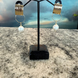 Gold and Pearl Curve earrings, Zhanna Jewelry