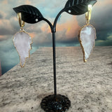 Rose Quartz Wing earrings, Zhanna Jewelry