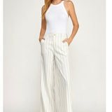 Tallulah Wide Leg Pant in Navy Savoy Stripe, by Level 99