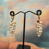 Zhanna Jewelry, Pearl Cluster drop earrings with accent ruby