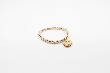 14k Gold Filled Smiley Face Bead Bracelet (4mm), Arm Candy by Alysa