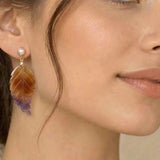 Agate Feather Earring, Zhanna Jewelry