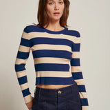 Lia Striped Knit Top, Crescent