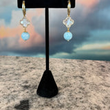 Larimar and Mother of Pearl Earring, Zhanna Jewelry
