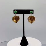 Malachite and Gold Leaf Earring, Zhanna Jewelry