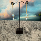 Larimar and Pearl Drop Earrings, Zhanna Jewelry