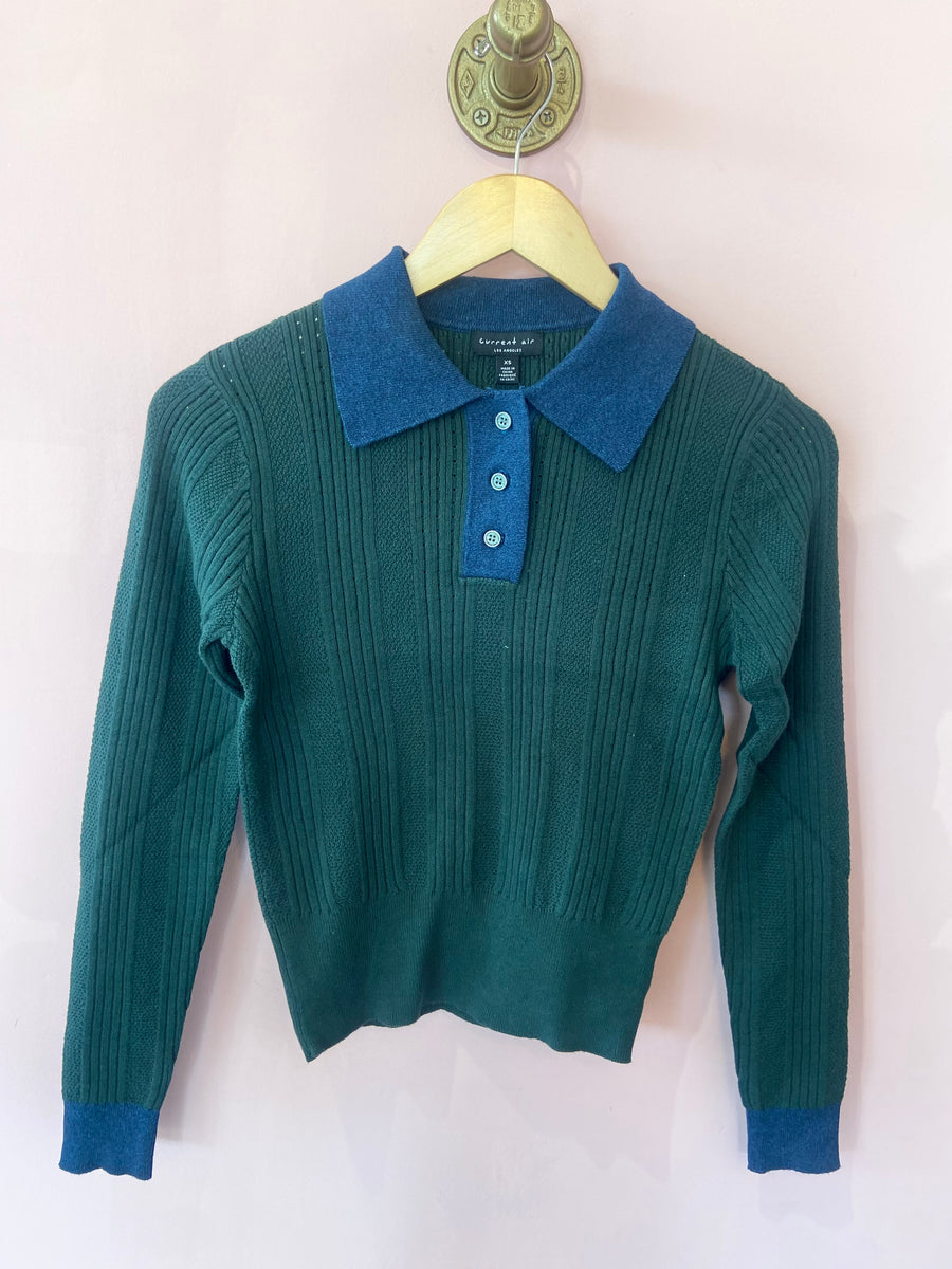 Long Sleeved Sweater with Contrast Trim, Current Air