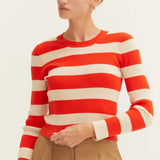 Lia Striped Knit Top, Crescent