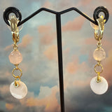 Rose Quartz and Mother of Pearl Drop Earrings, Zhanna Jewelry