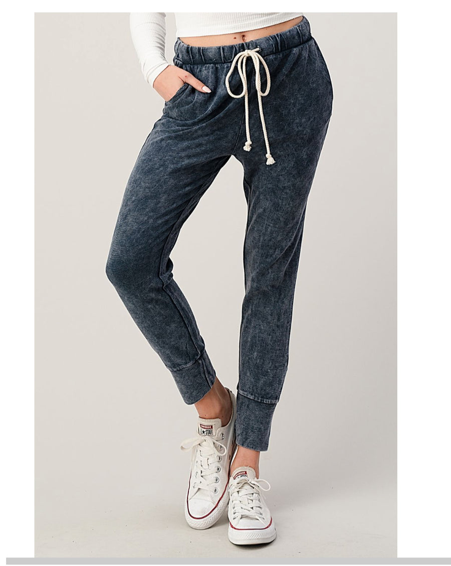 Hashttag garment washed thermal knit joggers (Charcoal)