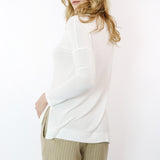 Long Sleeve White Shirt with Side Slits, Hashttag