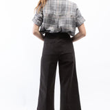 Wide Leg Crop Twill Pant in Black, by OAT